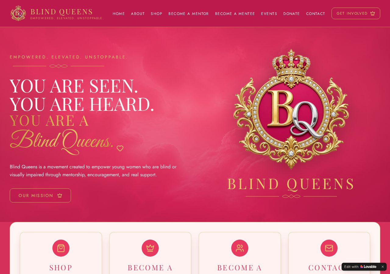 Blind Queens nonprofit website preview