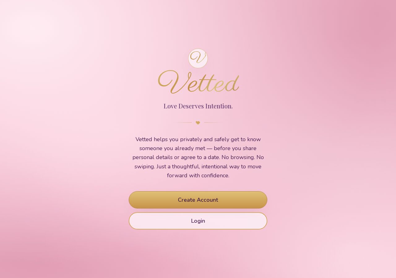 Vetted dating safety web app preview